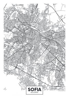 City map Sofia, travel vector poster design clipart