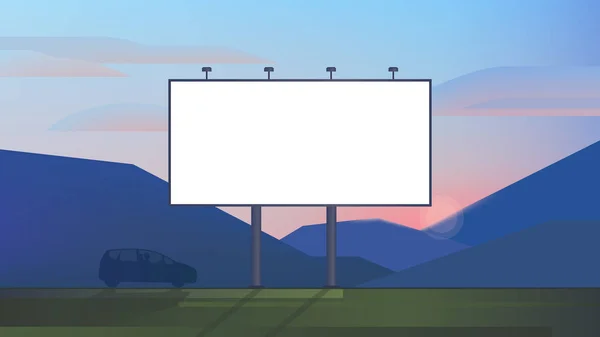Modélisation de toile de panneau d'affichage publicitaire vierge sur le paysage de toile de fond — Image vectorielle