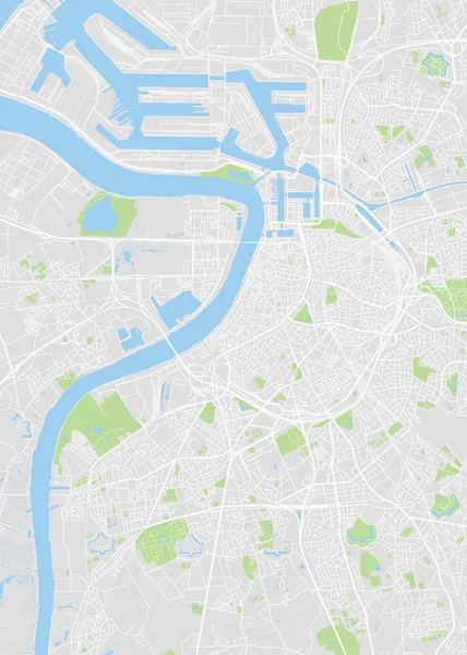Stads karta Antwerpen, färg detalj plan, vektor illustration — Stock vektor