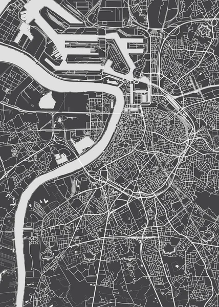 Plan de la ville d'Anvers, plan détaillé monochrome, illustration vectorielle — Image vectorielle