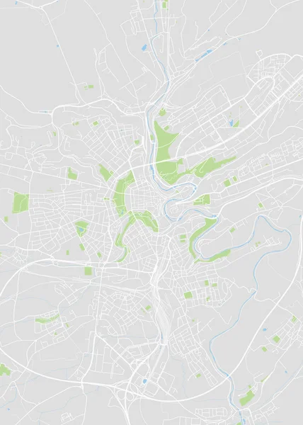 Plan de la ville Luxembourg, plan détaillé par couleur, illustration vectorielle — Image vectorielle