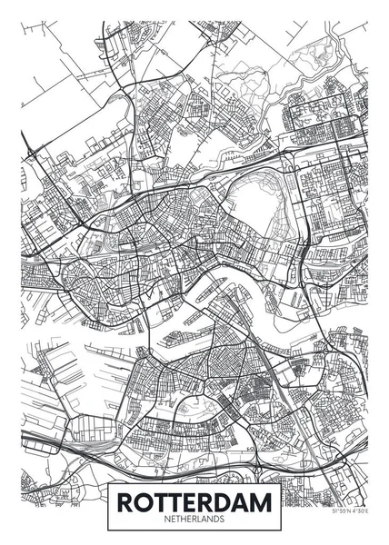 Mapa města Rotterdam, návrh cestovního vektorového plakátu — Stockový vektor