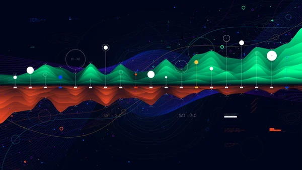 Concetto di analisi digitale, visualizzazione grafica dei dati intricata , — Vettoriale Stock