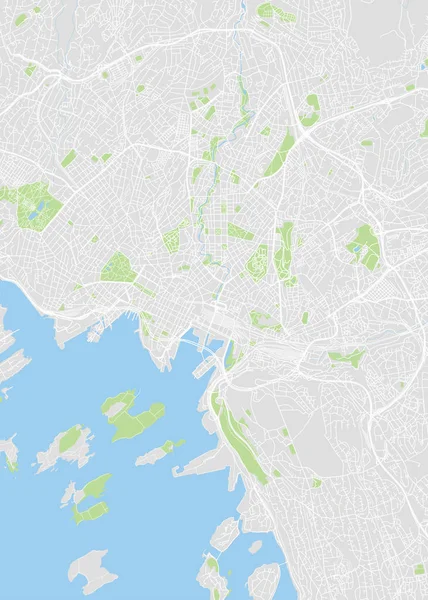 Mapa de la ciudad Oslo, plano detallado de color, ilustración vectorial — Vector de stock