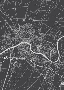 Şehir haritası Pisa, monokrom detaylı plan, vektör illüstrasyonu