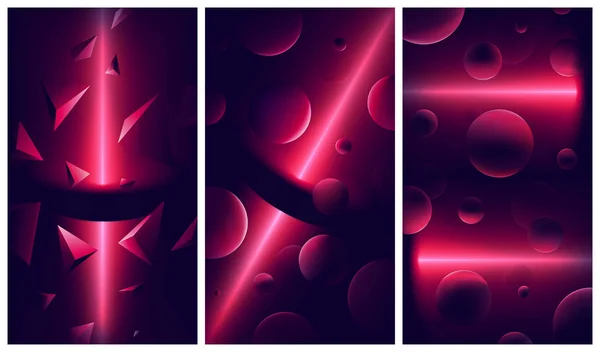 Atmospheric vector backgrounds with red lights and reflections o — ストックベクタ