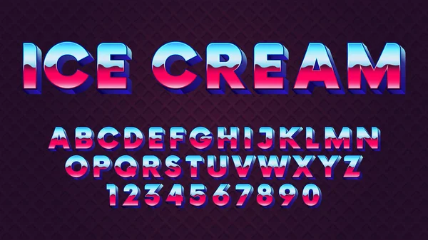 Bright retro font with blue and pink gradient in 80s style — ストックベクタ