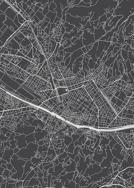 Plan de la ville Florence, plan détaillé monochrome, illustration vectorielle — Image vectorielle