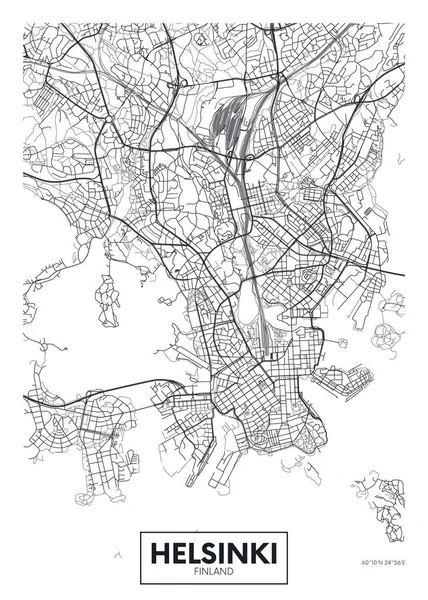 Χάρτης Πόλη Ελσίνκι, ταξιδιωτικό διάνυσμα σχεδιασμό αφίσας — Διανυσματικό Αρχείο