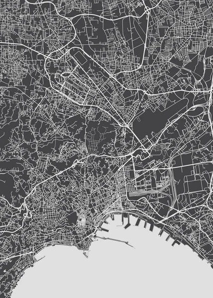 City map Naples, monochrome detailed plan, vector illustration — ストックベクタ