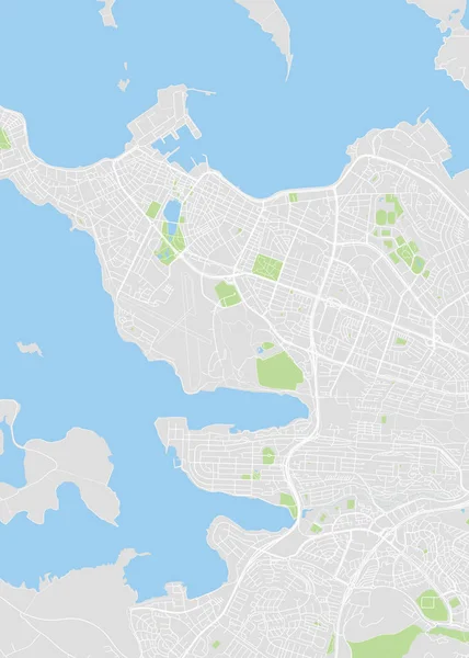 Mapa de la ciudad Reykjavik, plano detallado a color, ilustración vectorial — Vector de stock