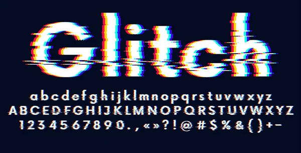 Digital glitched alfabet distorted screen error effect, Latijn u — Stockvector