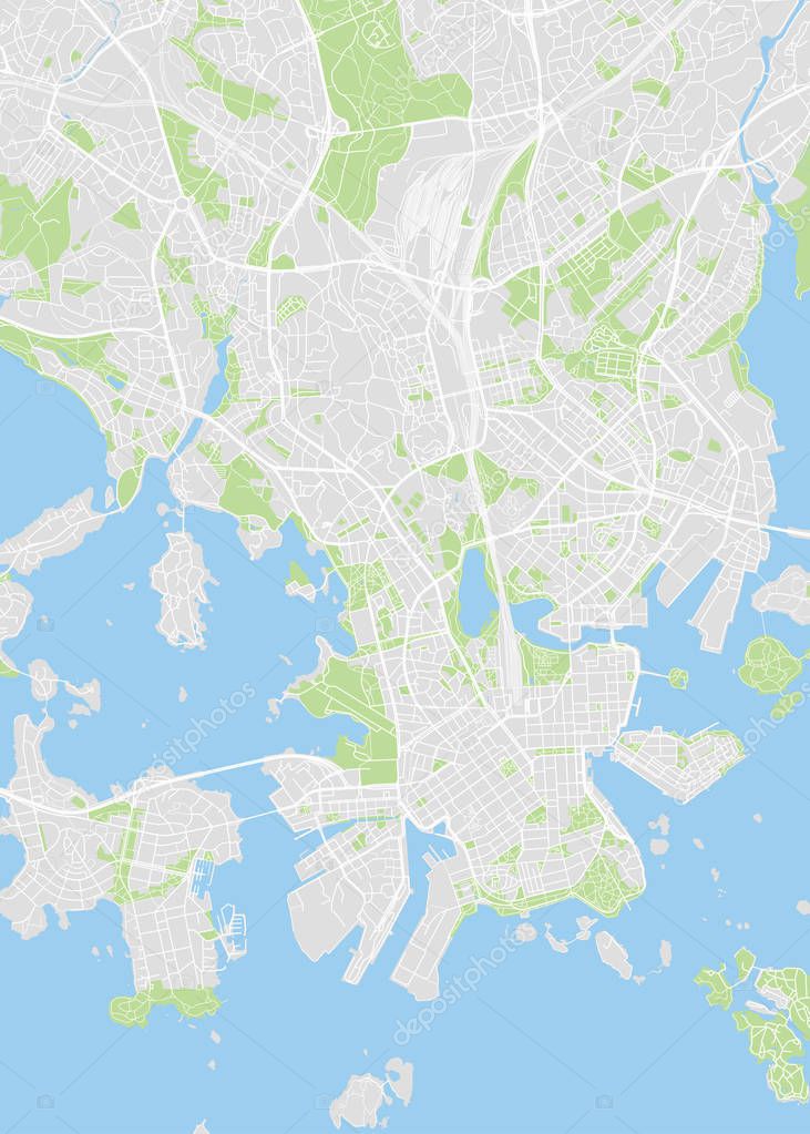 City map Helsinki, color detailed plan, vector illustration