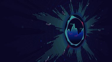 Mali istatistiklerin analitik tablosu, görsel bilgi arkaplanı, perspektifte ekranı izle