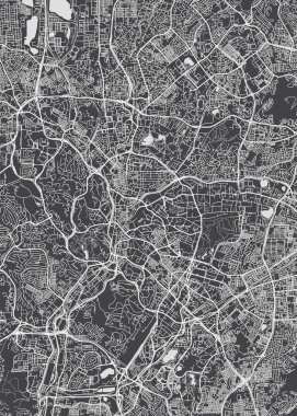 Şehir haritası Kuala Lumpur, tek renkli ayrıntılı plan, vektör illüstrasyonu