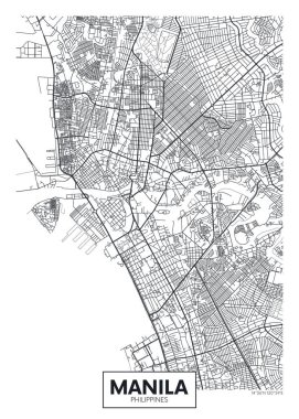 City map Manila, travel vector poster design clipart