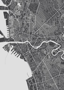 City map Manila, monochrome detailed plan, vector illustration clipart