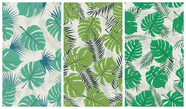 Patrón Sin Costuras Tropicales Moda Con Hojas Exóticas Selva Monstera — Vector de stock