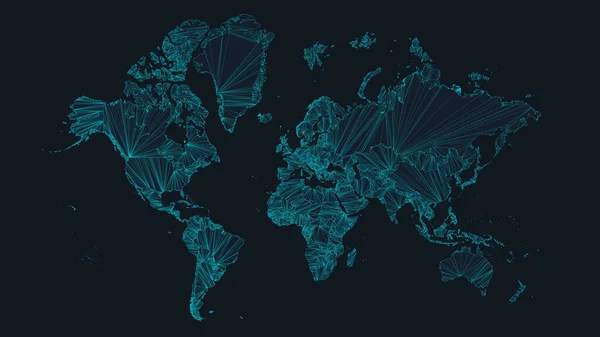 Världskarta Med Noder Globala Affärsidé Vektor Illustration Nätverk Sammankopplingar Futuristiska — Stock vektor