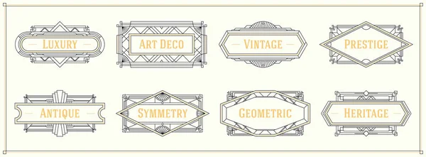 Art Deco Style Line Border Frames Decorative Geometric Ornament Set — Stock Vector