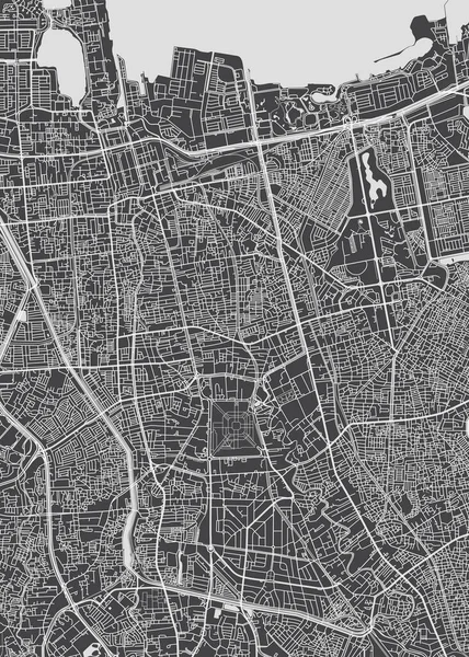 Mapa Miasta Jakarta Monochromatyczny Szczegółowy Plan Ilustracja Wektora — Wektor stockowy