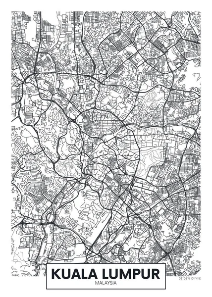 Mapa Cidade Kuala Lumpur Projeto Cartaz Vetor Viagem —  Vetores de Stock