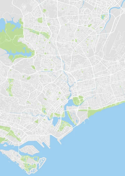 Mapa Ciudad Singapur Plano Detallado Color Ilustración Vectorial — Vector de stock