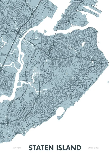 Mapa Staten Island Ciudad Nueva York Detallado Plan Calle Vector — Archivo Imágenes Vectoriales