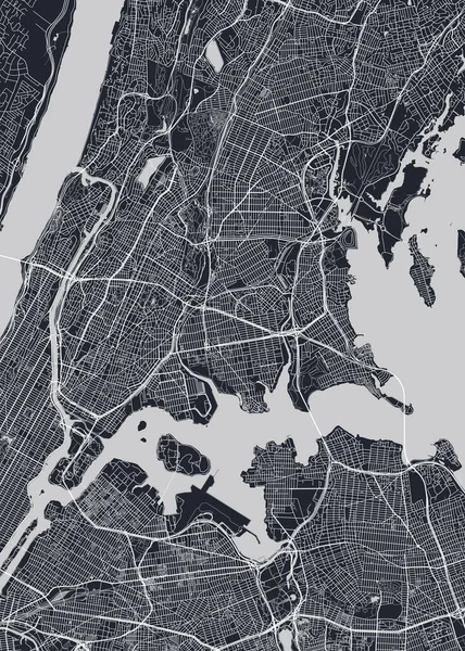 Mapa Detallado Bronx Nueva York Póster Vectorial Monocromo Tarjeta Postal — Archivo Imágenes Vectoriales