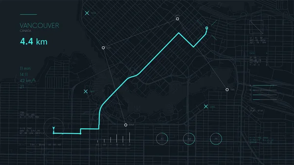 Futuristická Traťová Palubní Deska Gps Sledovací Mapa Navigační Mapovací Technika — Stockový vektor