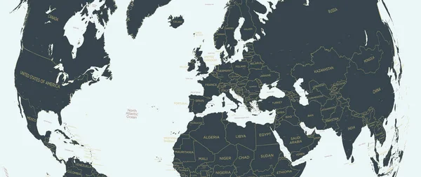 Mappa Mondiale Con Effetto Arrotondamento Sfondo Chiaro Illustrazione Vettoriale — Vettoriale Stock