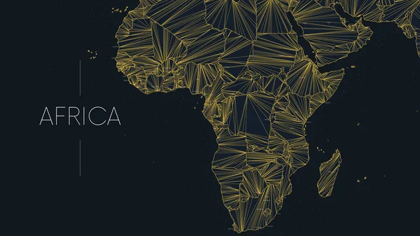 Polygonale Karte Des Afrikanischen Kontinents Mit Knotenpunkten Die Durch Linien — Stockvektor