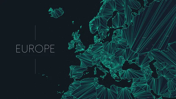 Mapa Poligonal Del Continente Europeo Con Nodos Vinculados Por Líneas — Vector de stock