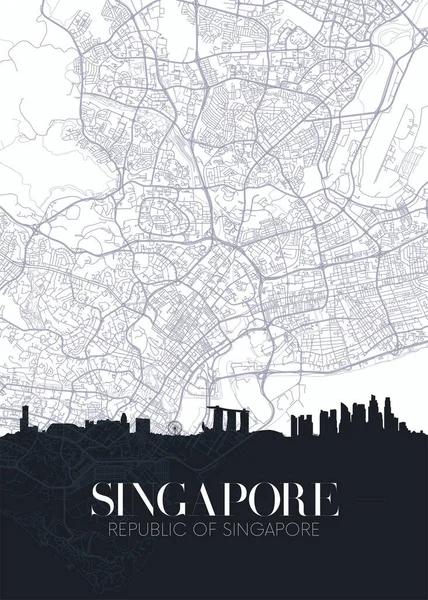 싱가포르의 프린트 포스터 — 스톡 벡터