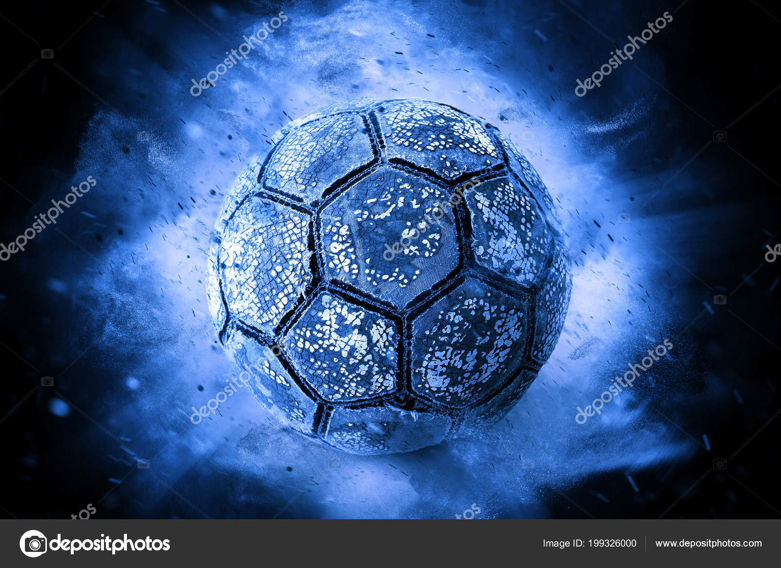 Old Soccer Ball Blue Background Stock Photo by ©sportoakimirka 199326000