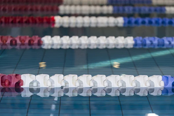 Vue Une Piscine Publique Vide Intérieur Voies Une Piscine Compétition — Photo