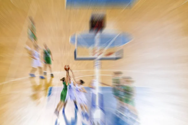 Absract Zoom Bij Het Verplaatsen Van Basketbalspel — Stockfoto