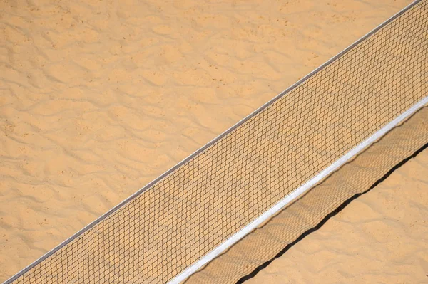 Luftaufnahme Eines Beachvolleyballfeldes Beinhaltet Eine Overhead Perspektive Auf Die Netz — Stockfoto