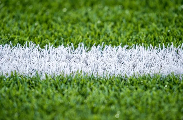 Zelené Trávě Fotbalové Pole Detail Pozadí — Stock fotografie