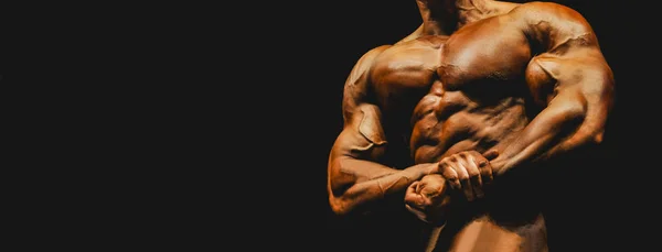 Atleet Bodybuilder Worden Zijwaarts Stam Van Bovenbeenspieren Competitie — Stockfoto