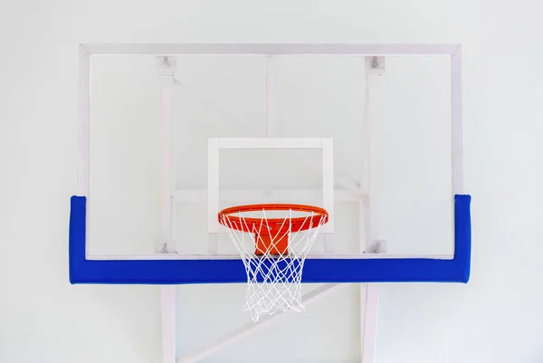 Basketball Hoop Cage Isolated Large Backboard Closeup New Outdoor Court — Stock Photo, Image