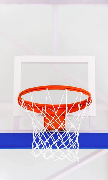 Basketbal Obruč Klec Izolované Velké Zadní Deska Detailní Záběr Nový — Stock fotografie