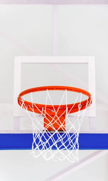 Basquete Aro Gaiola Isolado Grande Backboard Closeup Novo Conjunto Quadra — Fotografia de Stock