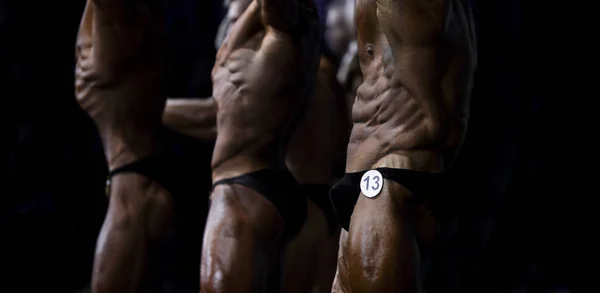 Group Athletes Bodybuilders Posing Most Muscular Fitness Competitions — Stock Photo, Image