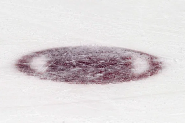 Fragment Van Ijshockey Ijsbaan Met Een Centrale Cirkel Concept Hockey — Stockfoto