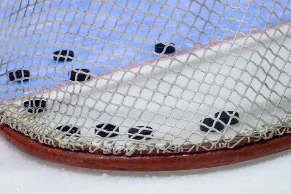 Svart Hockey Puck Ishallen Vintersport — Stockfoto