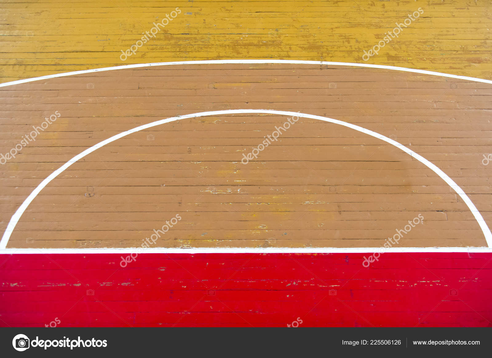 Old Wooden Floor Volleyball Basketball Badminton Court Light