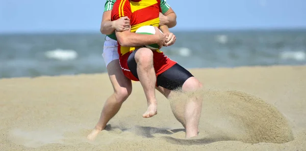 Rugby Spielen Strand Mannschaftssport — Stockfoto