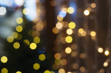 Güzel Noel altın bokeh arka plan boş kopya alanı ile