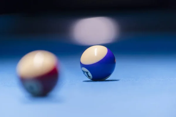 Boules Billard Colorées Balle Billard Table Bleue Coloré Billard Américain — Photo